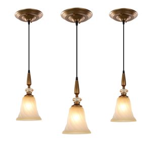 Country Rustic Crystal Dining Room Pendant Light Glass Balcony Hallway Hanging Lamp Retro Metal Corridor Restaurant Pendant Lamp