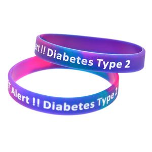 1PC Type 2 Diabetes Silicone Wristband Ink Filled Logo Adult Size Suitable for Patients Daily Wear