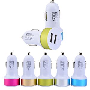 1000pcs Dual Usb Car Charger 2.1+1A Smart charger adapter for Android Samsung Phone charging accessories