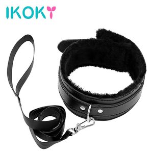 Ikoky SM Bondage Furry Neck Collar Ring毛皮の毛皮のようなフェチPUレザーセックスカラー女性男性調節可能なベルトQ170718