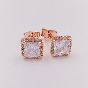 Stud Beads Timeless Elegance Earrings 925 Silver Fits European Pandora Style Studs Jewelry Bracelets & Necklace Andy Jewel 280591CZ Rose Gold Plated