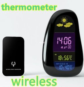 Freeshipping Digital Wireless Weater Station Report Outdoor Inomhus Luftfuktighet Temperatur Termometer LED Väckarklocka Hygrometer 50%