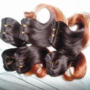 Ombre cor wave cabelo 7 pçs / lote 100% extensão de cabelo humano malaio marrom 1b duas cores