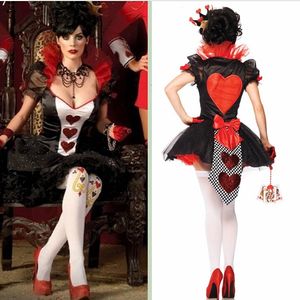 Halloween Karneval Kostüm Sexy Königin Cosplay Frauen Kostüm Mit Herz Muster Sexy Kleid Bühne Tragen Outfit