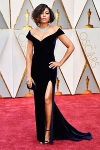 Taraji P. Henson 89. Oscar-Verleihung, schwarzes Meerjungfrau-Abendkleid, Promi-Schleppe, langes formelles Partykleid, maßgeschneidert, Übergröße