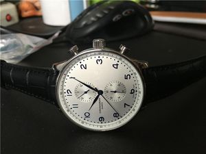 En moda marka Kuvars kronometre paslanmaz saatler, Yüksek kaliteli Deri bant klasik Stil erkek chronograph kol saati W15
