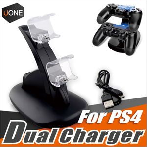 Dual Chargers para PS4 Xbox One Wireless Controller 2 USB LED Station Carregando Dock Mount Stand Suporte para PS4 Gamepad Playstation com caixa