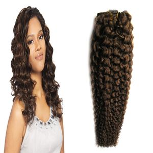 # 4 Castanho escuro feixes de cabelo humano 100g encaracolado tecer cabelo humano 1 pcs profunda encaracolado tecer cabelo brasileiro, nenhum derramamento, emaranhado livre