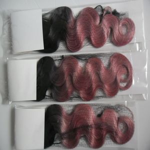 Indian Virgin Hair 1b / Różowy Dwa Tone Ombre Ludzkie Włosy 120 Sztuk Ciała Fala Skóra Wątba Bez Szefowej Taśmy w Ludzkich Hair Extensions 300g