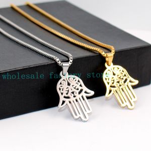 Regalo di gioielli di moda per uomini e donne Collana con ciondolo in acciaio inossidabile 316L carino Palm Nuovo argento / oro