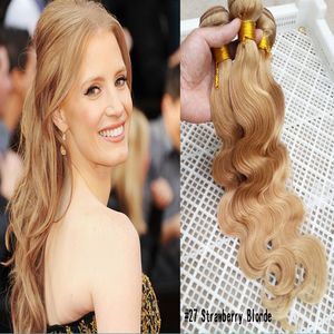Brazylijska peruwiańska malezyjska indyjska miód Blode Hair 8a Strawberry Blonde Body Wave Thka 3pcs/Lot Virgin Remy Human Hair Wevess