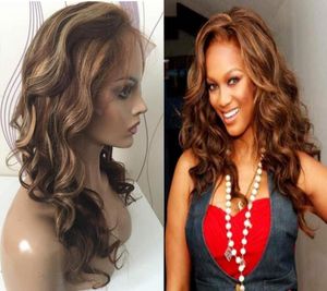 Wavy Highlight Wig Full Lace com cabelo natural 130 Densidade onda solta Destaque