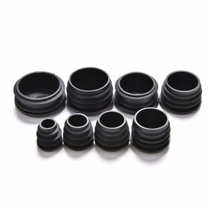 PlastiCovers Furniture Leg Plug Set - 10 PCS (8 Sizes) Black End Caps for Round Pipe & Tube. Protects Floors, Easy Installation.