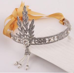 Luksusowy Bridal Crown Hair Band Wysokiej Jakości Sparkle Zroszony Kryształy Królewskie Ślub Korony Kryształowe Veil Pałąk Akcesoria do włosów Party Tiaras