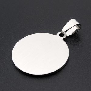 Rostfritt stål Silverfärg Rundform Blank Charms Pendants För Halsband Män Kvinnor Mode Smycken Decor