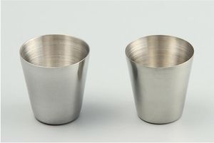 Wholesale-30ml Portable Stainless Steel Shot Glasses Barware Beer Wine Drinking Glass Outdoors Cup