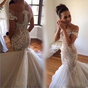 Ivory Lace Mermaid Wedding Dresses Sexy Off The Shoulder Sheer Neck Bridal Gowns South African See Through Wedding Dress Custom Made