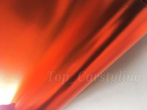 Orange Matte Chrome Vinyl Car Wrap Film with air bubble free satin chrome Covering styling graphics like 3m quality 1.52x20m roll