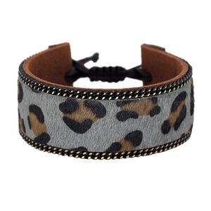 All'ingrosso- Braccialetti in pelle marrone retrò da donna Modello leopardo di alta qualità Accessori estivi morbidi e confortevoli per donna