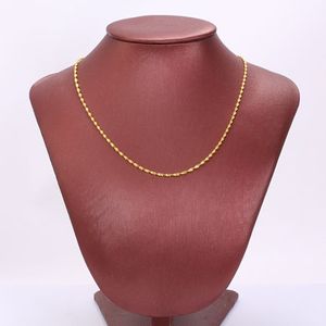 18K Real Yellow Gold water wave 2mm Thin Cable Chain Necklace 600mm jewelry FREE SHIPPING Best Packaged with Free Gift Packaged