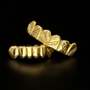 14K vergoldete obere und untere Zähne Grills Hip Hop Männer Joker Grill Fake Mouth Grills für Weihnachtskostüm