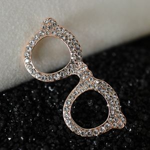 Cute fancy rhinestone brooch glasses holder design jewelry pin handmade brooch gold-plated brooches wholesale for women