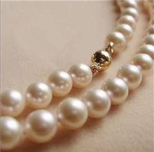 14K Solid Gold Cl 8-9mm White Akoya Pearl Necklace 18 234G