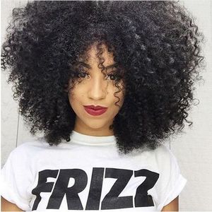 Venda quente Top Quality Encaracolado Peruca Cheia de Simulação Do Cabelo Humano Kinky Curly Full Wigs frete grátis