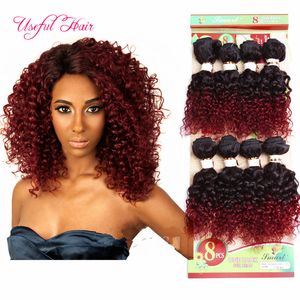 ombre brown human hair extensios bug 8inch 8bundles loop hair loose wave deep curly Brazilian human braiding hair kinky for black 7845059