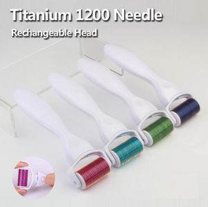 1200 nålar Derma Micro Needle Body Skin Roller Microneedle Dermaroller med utbytbar huvud