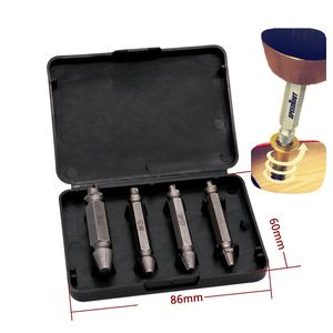 4pcs/set S2 Easy Pull Out Damaged Screw Extractor & Bolt Extractor Set Double Side Remover Guide Drill for Carpenters etc