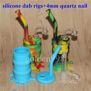 hookahs Wholesale Mini Bongs Jar pipe Silicon Oil Drum Rigs silicone water pipes bubbler bong with quartz nails
