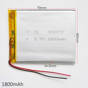 EHAO 306070 3.7 V 1800 mAh LiPo Li-Polímero de Li-Polímero Bateria Recarregável DIY Para DVD PAD telefone celular banco de potência do GPS Da Câmera E-livros