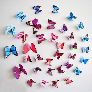 10 색 나비 3D 벽 스티커 12pcs/set PVC 냉장고 스티커 거실 장식 벽