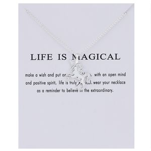 30PCS Fairy Tale Unicorn Necklace Animal Gold/Silver Pendant Chain Necklace Jewelry Wish Card Gift for Women