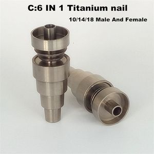 Universal Titanium Nail 6 i 1 Domeless Titanium Dab Nail 10/14/18mm Kvinna och manlig titan Dabber