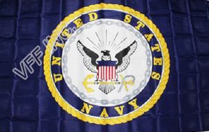 Niebieski US Navy Herb Seal Emblem Flag 3FT X 5FT Poliester Banner Latający 150 * 90cm Custom Outdoor AF39