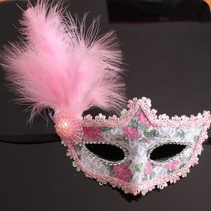 Sexig venetiansk spetsfjäderögonmask Vackra prinsessan Party Performances Halloween Masquerade Masks Party Mask Nightclub Mask Gratis frakt