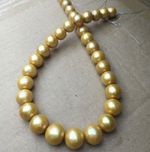 18 mm South Sea Natural Gold Pearl Necklace K żółte zapięcie złote