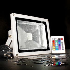 floodlights 10W Waterproof LED Flood Light 24Key IR Remote Controller RGB Outdoor Landscape Lamp Projector Lights 85-260V