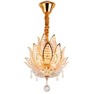 Modern Luxury Crystal Golden Lotus Corridor Pendant Lights Balcony Pendent Lamps European Hallway Pendant Lighting Fixtures