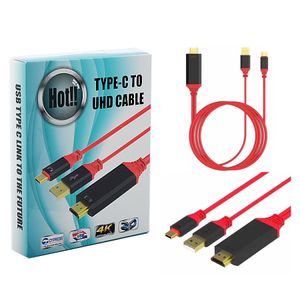 2 em 1 USB Tipo C para HDMI Conector 4 K * 2 K 3D 1080 P HDTV Cabo Adaptador 3.1 Para TV telefone MacBook / Chromebook S8 em Promoção