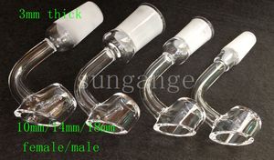 3 mm dicker, kuppelloser Quarz-Banger-Nagel, 10 mm/14 mm/18 mm, 45 Grad, 90 Grad, männlich, weiblich, mit transparentem Gelenk