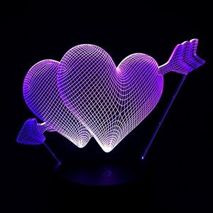 7Colors Change Fantasy 3D Heart Night Light LED USB Desk Table Light Lamp Room Office Decor