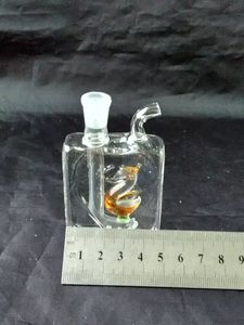 Mini flat rectangular hoses Glass Water Pipe Smoking Pipes Percolator Glass Bongs Oil Burner Water Pipes Oil Rigs Smoking