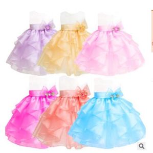 Kızlar Tutu Etekler Çiçek Tül Pettiskirts Bebek Katı Renk Prenses Elbise Kız Çocuklar Dans Tül Tutu Etek Kız Dans Bale Elbise J221