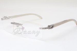 Gözlük toptan satış-Doğrudan moda yüksek kaliteli Gözlükler çerçeve Gözlük çerçevesi T3524012 beyaz doğal gergedan boynuzu kare elmas gözlük mm