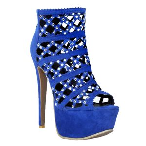 Kolnoo Womens Platform High Heels 반짝이는 Diamante 앵클 코트 펌프 Peep-toe Party 섹시한 신발 Blue XD277