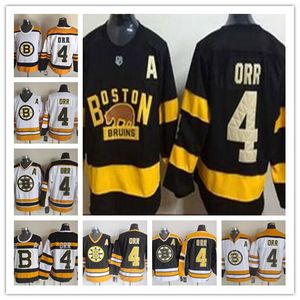 Discount Retro Bobby Orr Jerseys Hockey Ice Boston Bruins th Stripe Winter Classic CCM Vintage alternatieve witte zwarte gele uniformen