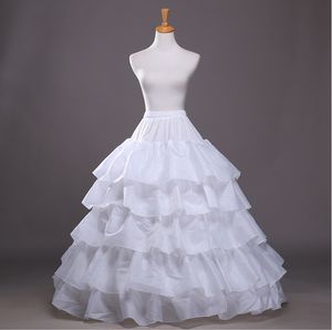 5 warstw Ruffles White Petticoat Ball Suknia 4 obręcza Crinoline na suknie ślubne Jupon Mariage Spódnica ślubna w magazynie P07